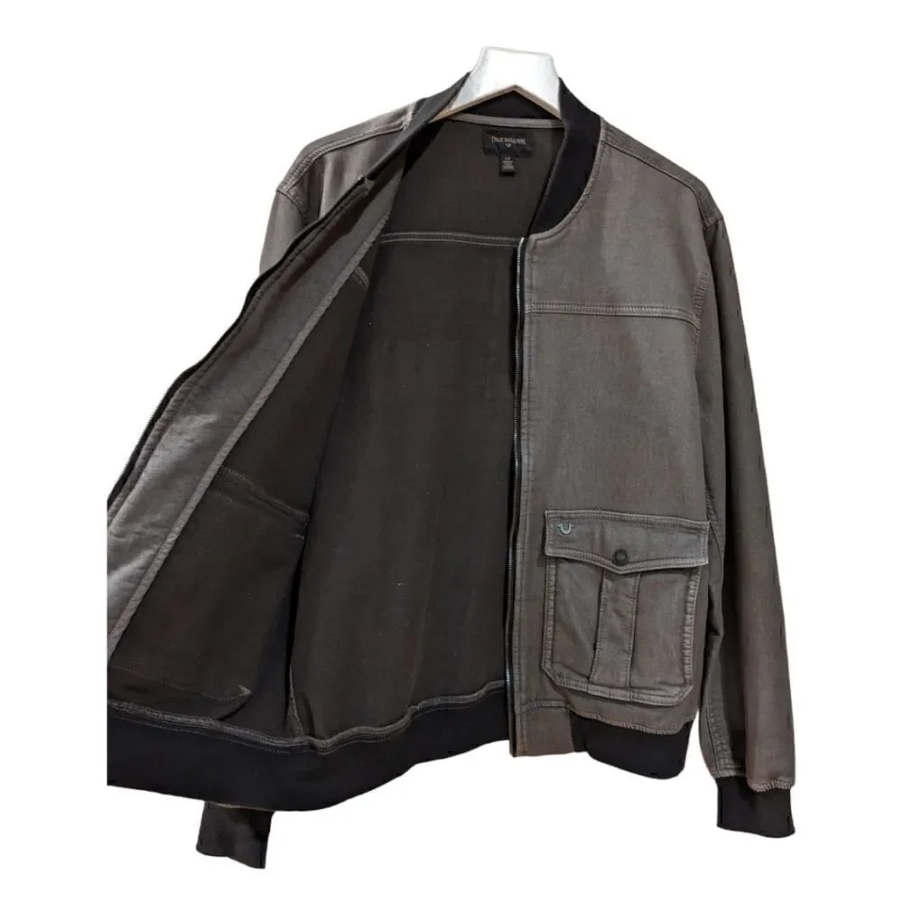 True Religion Bomber Jacket Grey Men's Size L